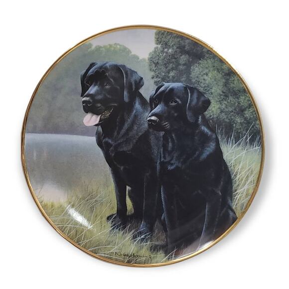 Franklin Mint SPORTING COMPANIONS Labrador Dogs Collector Plate by Nigel Hemming - Picture 1 of 5